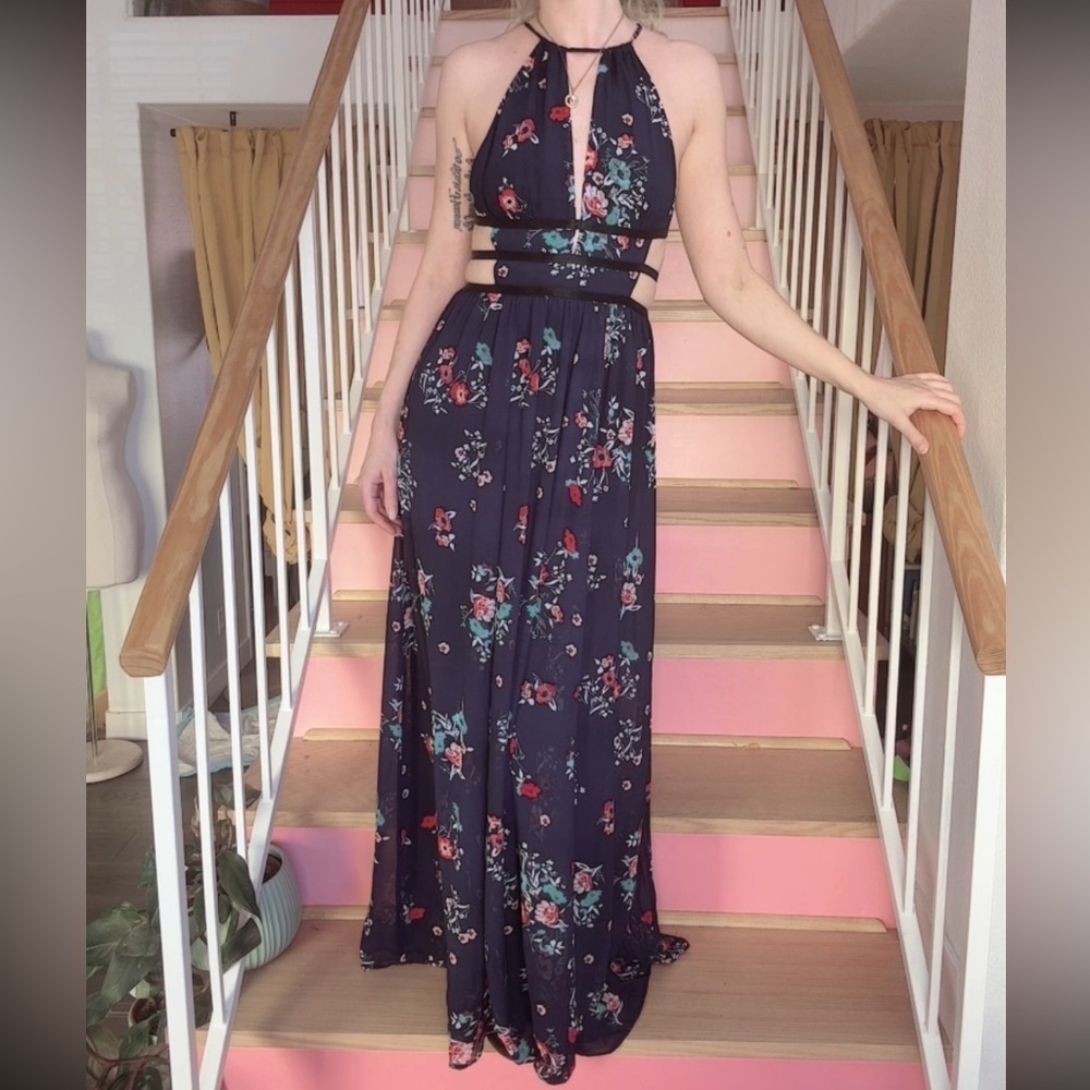 Express Floral Halter Maxi Dress